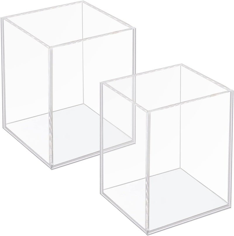 Ptaedex 2 Pack Acrylic Pen Pencil Holder, Clear Makeup Brush Holder Cup Storage Office Desktop Desk Table Stationery Organizer - Image 1